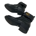 Gucci Double G Boots Short Shoes Leather Black Gold Quilted GG Marmont — view 6