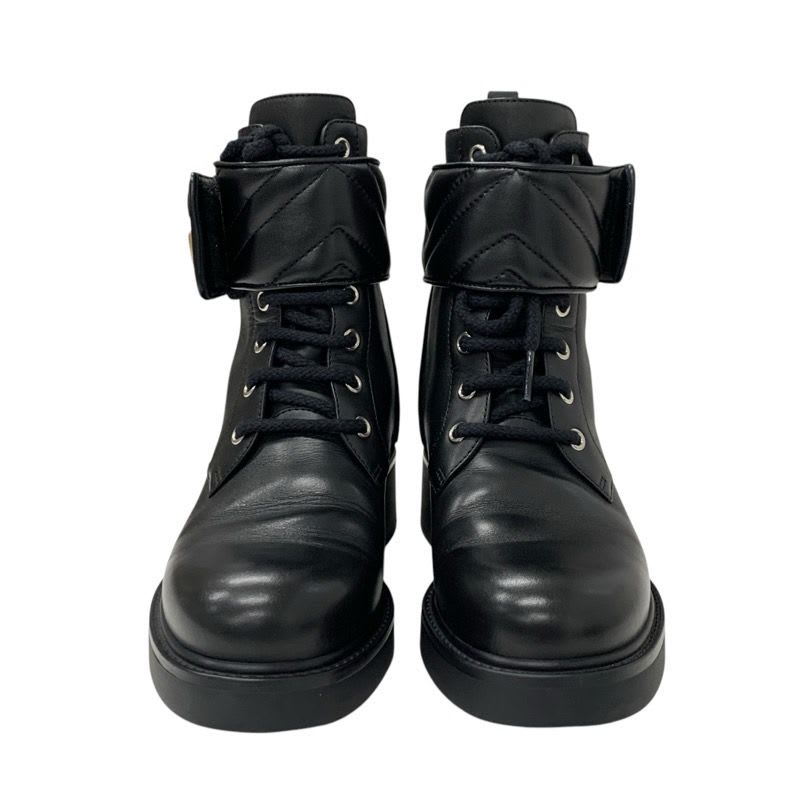 Gucci Double G Boots Short Shoes Leather Black Gold Quilted GG Marmont — view 2