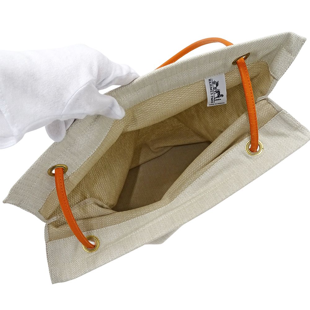 Hermes Bag Shoulder Aline Gm Toile Chevron Natural Orange — view 4