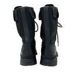Prada Boots Short Shoes Leather Fabric Black Logo Lace Up Middle — view 5