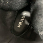 Prada Boots Short Shoes Leather Fabric Black Logo Lace Up Middle — view 7