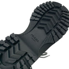 Prada Boots Short Shoes Leather Fabric Black Logo Lace Up Middle — view 8