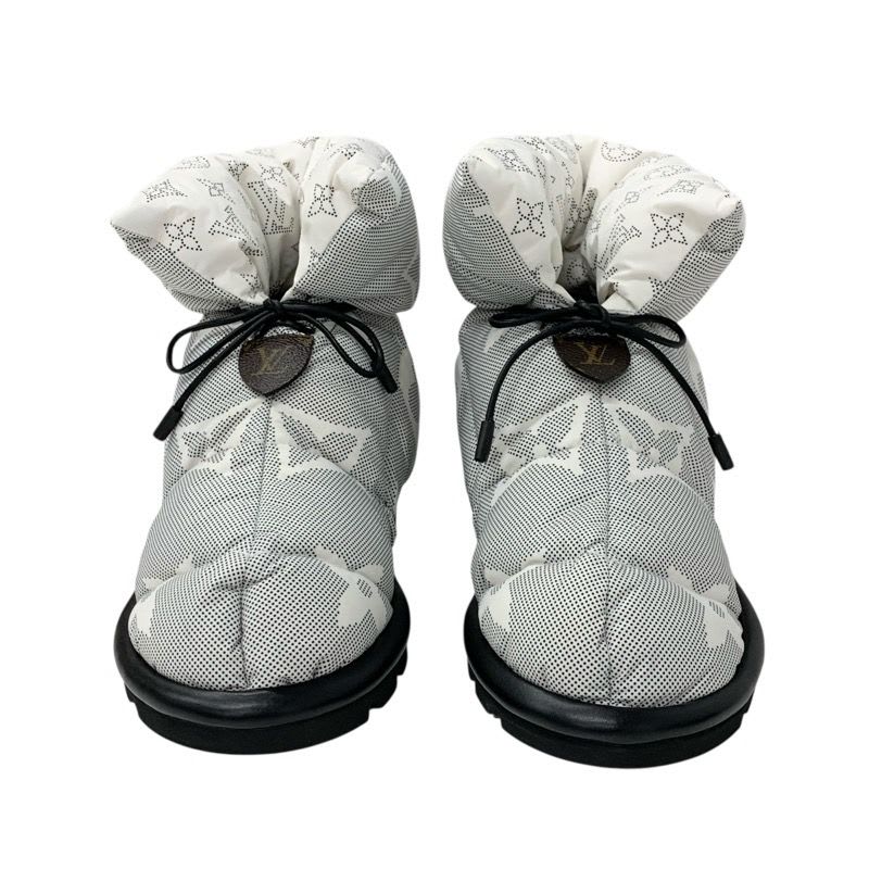 Louis Vuitton Pillow Line Monogram Boots Short Shoes Nylon White Black — view 2