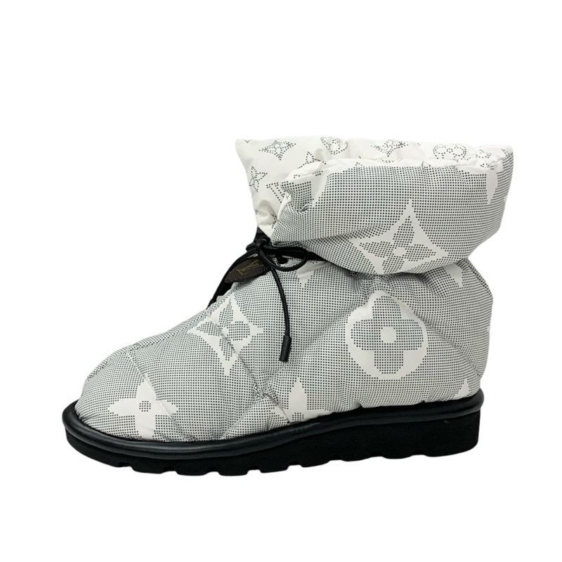 Louis Vuitton Pillow Line Monogram Boots Short Shoes Nylon White Black — view 3