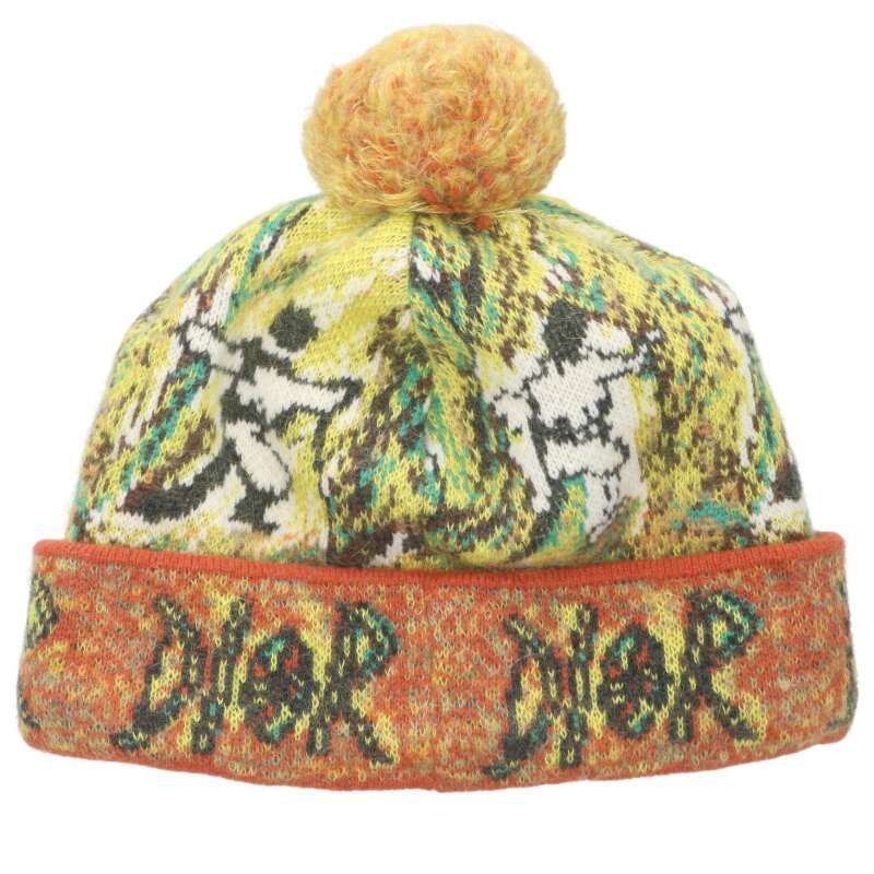 Dior 413 Mb06 At744 Cashmere Mohair Knit Cap with Pom Poms — view 2