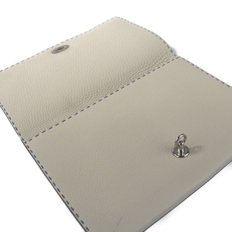 Fendi Alda 326 Clutch Bag 8 N0104 Leather Blue White Selleria Second Turnlock — view 5