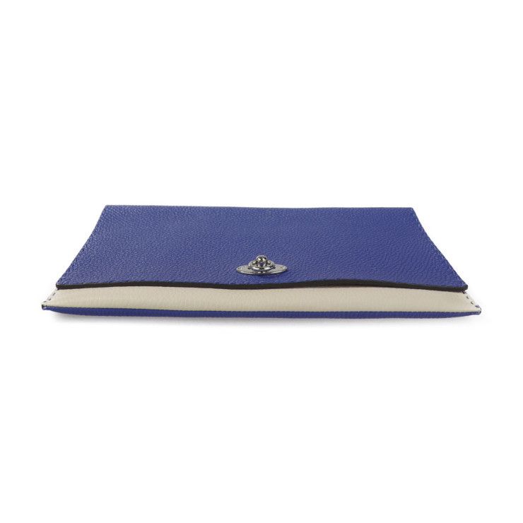 Fendi Alda 326 Clutch Bag 8 N0104 Leather Blue White Selleria Second Turnlock — view 4