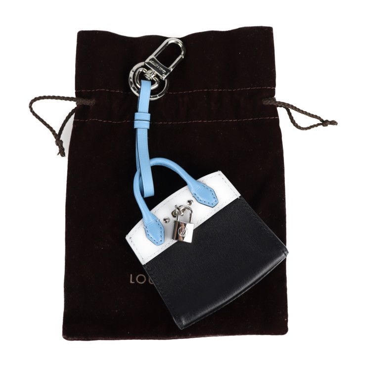 Louis Vuitton City Stima Key Holder Mp1786 Leather Black Light Blue Silver — view 9
