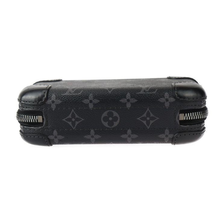 Louis Vuitton Horizon Clutch Shoulder Bag Leather Black Gray Silver — view 5