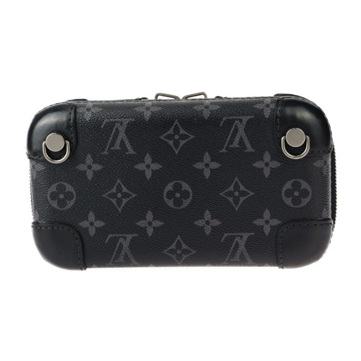Louis Vuitton Horizon Clutch Shoulder Bag Leather Black Gray Silver — view 4