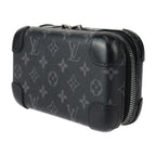 Louis Vuitton Horizon Clutch Shoulder Bag Leather Black Gray Silver — view 3