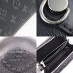 Louis Vuitton Horizon Clutch Shoulder Bag Leather Black Gray Silver — view 9