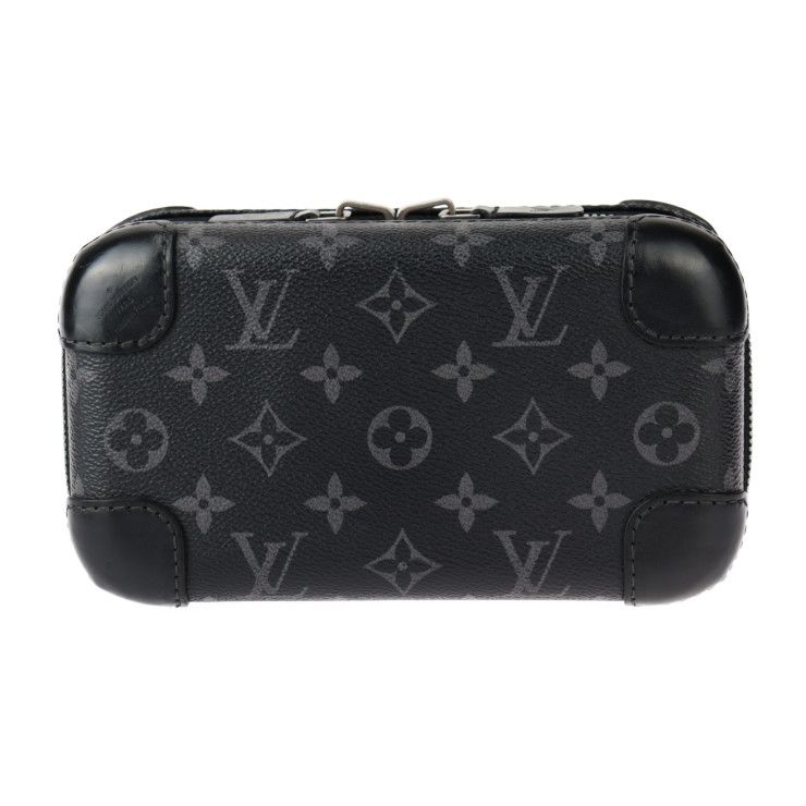 Louis Vuitton Horizon Clutch Shoulder Bag Leather Black Gray Silver — view 2