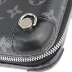 Louis Vuitton Horizon Clutch Shoulder Bag Leather Black Gray Silver — view 6