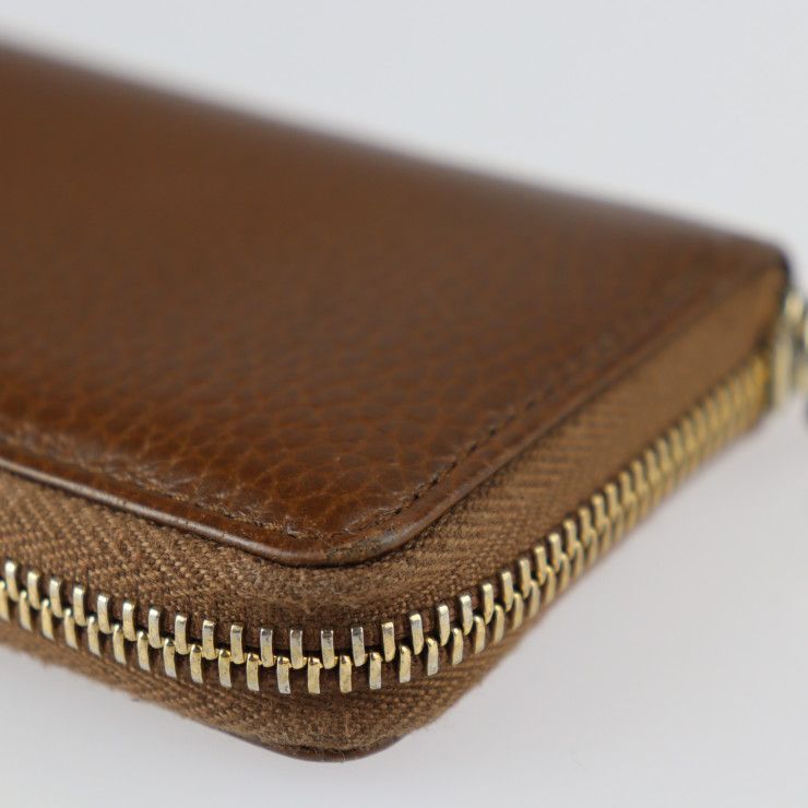Gucci Swing Coin Case Leather Brown Gold Hardware Round Zipper — view 7