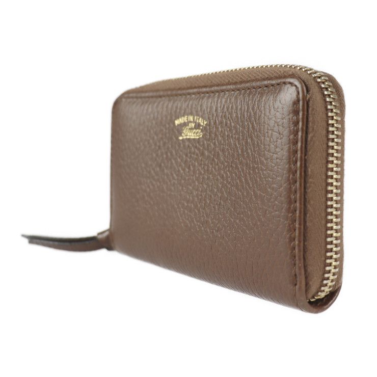 Gucci Swing Coin Case Leather Brown Gold Hardware Round Zipper — view 2