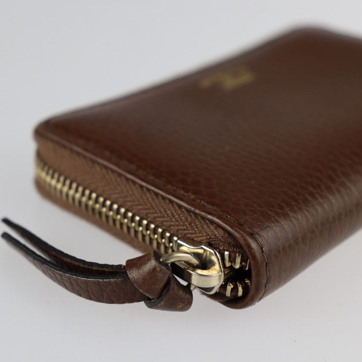 Gucci Swing Coin Case Leather Brown Gold Hardware Round Zipper — view 5