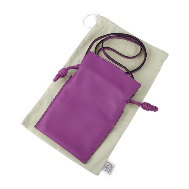 Loewe Flamenco Pocket Shoulder Bag A411 F10 X01 Nappa Leather Purple Drawstring — view 7