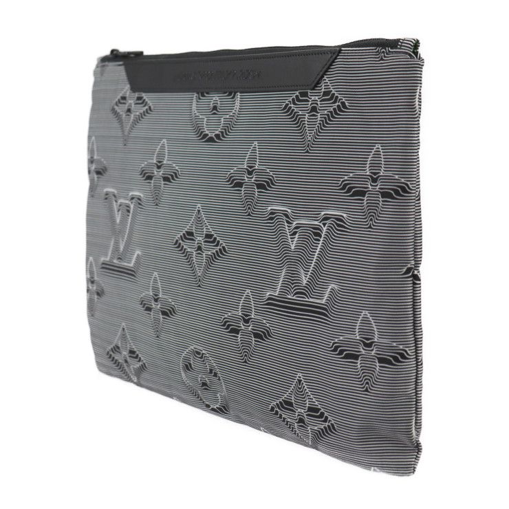 Louis Vuitton Pochette Reversible Second Bag Nylon Leather Black White — view 2