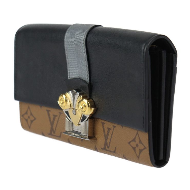 Louis Vuitton Portefeuille Sarah Long Wallet Calf Leather Brown — view 2