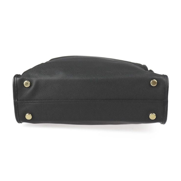 Gucci Logo Medium Tote Shoulder Bag Embossed Leather Black — view 4
