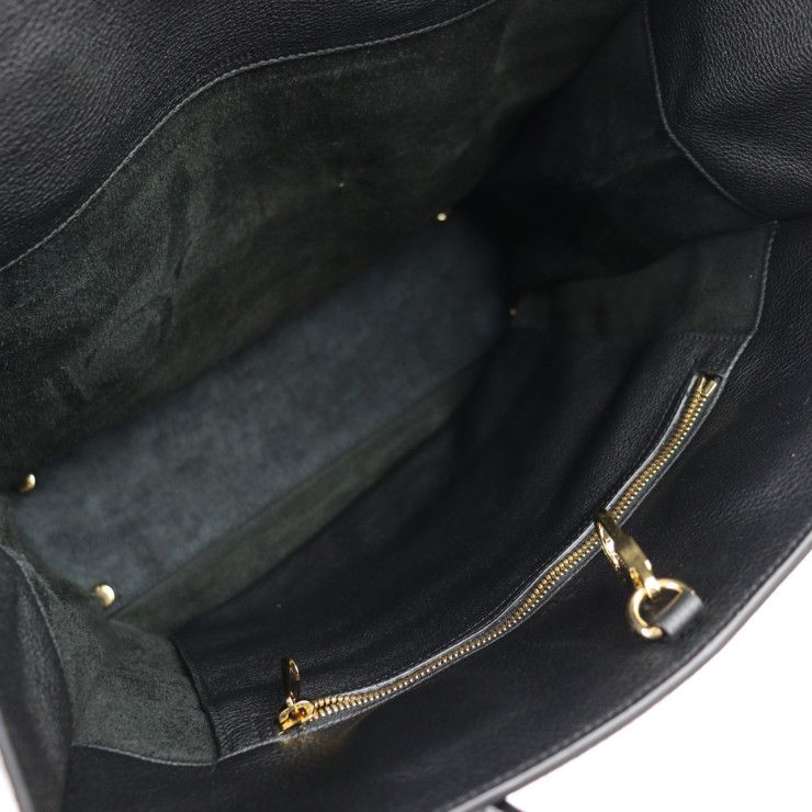 Gucci Logo Medium Tote Shoulder Bag Embossed Leather Black — view 9