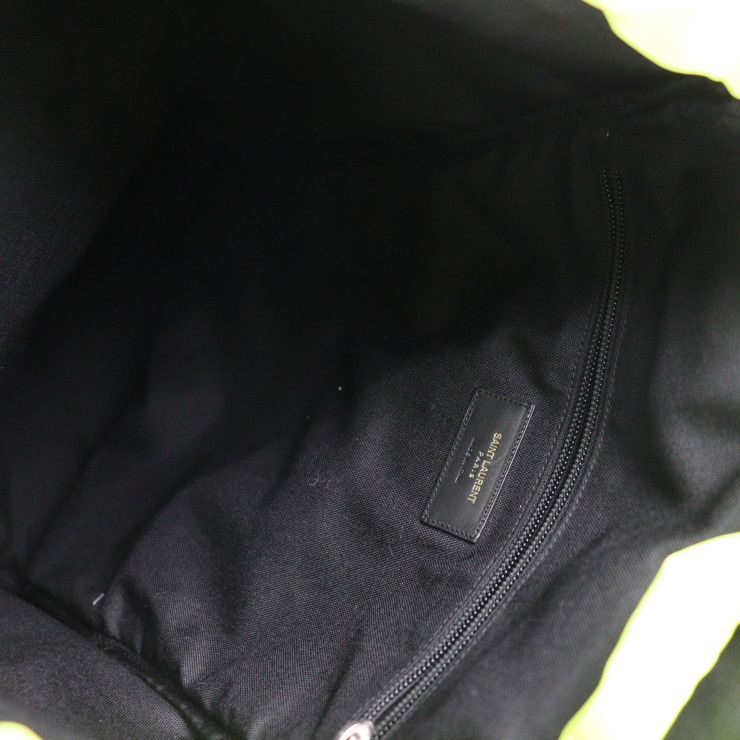 Saint Laurent Paris Moon Backpack Daypack Nylon Leather Neon Yellow — view 9