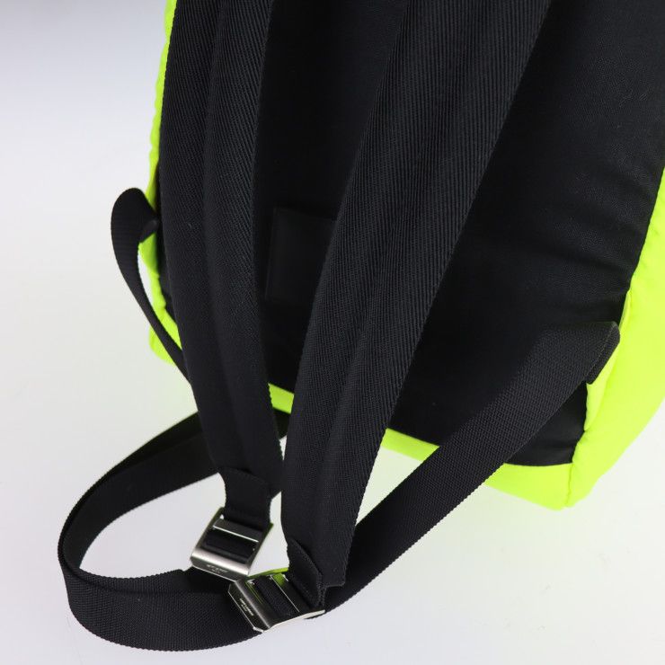 Saint Laurent Paris Moon Backpack Daypack Nylon Leather Neon Yellow — view 6