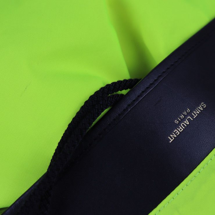 Saint Laurent Paris Moon Backpack Daypack Nylon Leather Neon Yellow — view 7