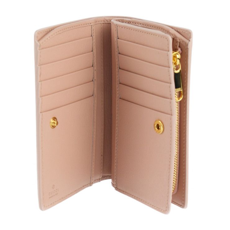 Gucci Script Zip Around Wallet Bifold Leather Pink Gold Hardware — view 7