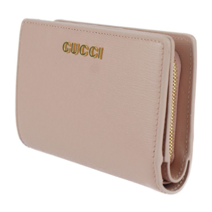 Gucci Script Zip Around Wallet Bifold Leather Pink Gold Hardware — view 2