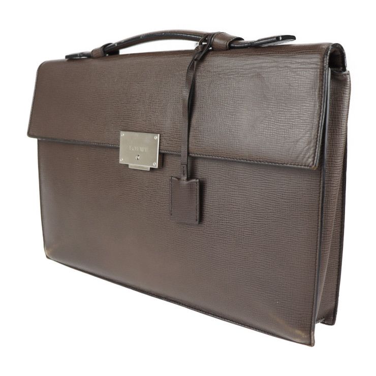 Loewe Briefcase Business Bag Leather Brown Silver Hardware 2-Way Document — view 2