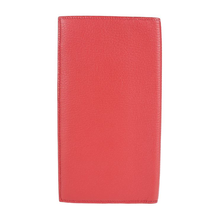 Hermes Long Wallet Chvre Rouge Cazac Pink Evelyne Bifold Engraved — view 3