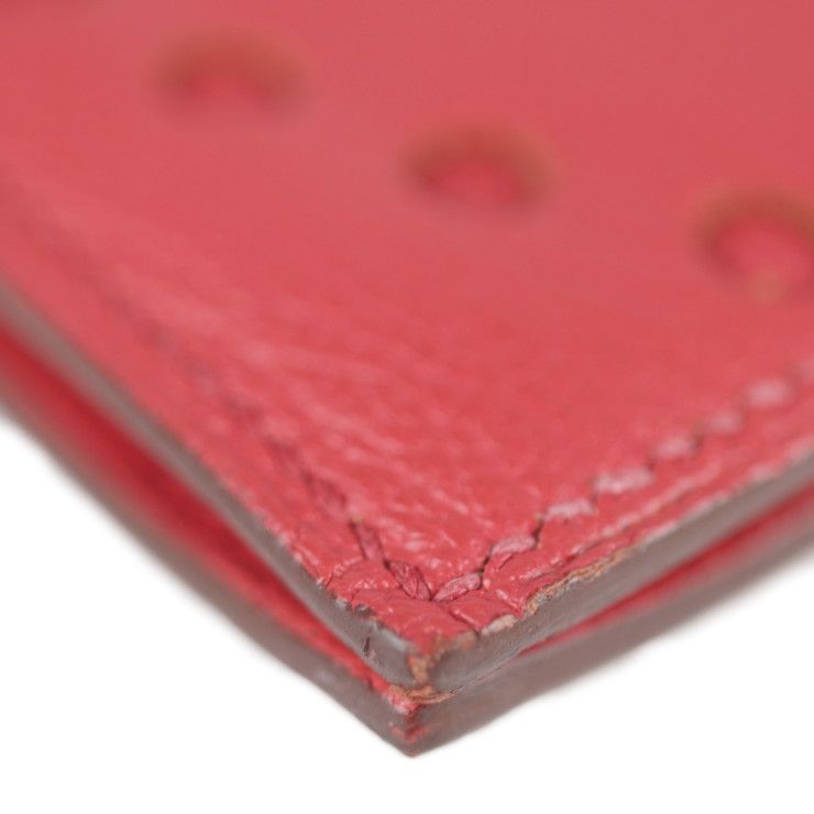 Hermes Long Wallet Chvre Rouge Cazac Pink Evelyne Bifold Engraved — view 7