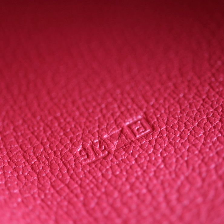 Hermes Long Wallet Chvre Rouge Cazac Pink Evelyne Bifold Engraved — view 6