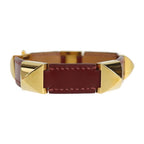 Hermes Bracelet Leather Red Gold Hardware Medallion Engraved V — view 3