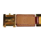Hermes Bracelet Leather Red Gold Hardware Medallion Engraved V — view 7