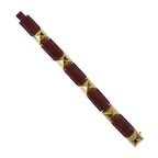Hermes Bracelet Leather Red Gold Hardware Medallion Engraved V — view 4