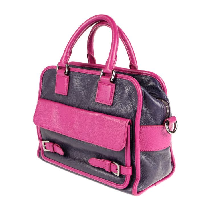 Loewe Handbag Leather Purple Pink Silver Hardware Cruz 2-Way Bicolor — view 2