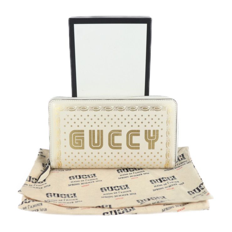 Gucci Long Wallet Leather Ivory Gold Guccy SEGA Collaboration Round — view 9