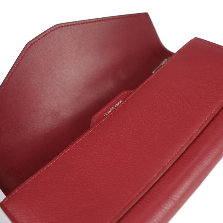 Hermes Passant Long Wallet Evercolor Rouge Grenadier Red Tone Bifold — view 4