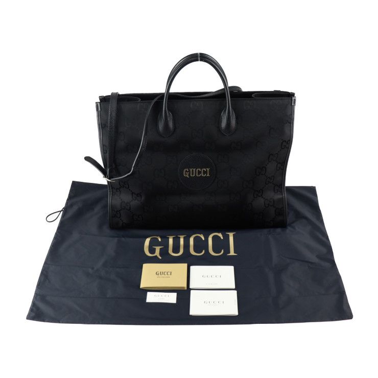 Gucci Off The Grid Tote Bag Nylon Leather Black GG — view 9