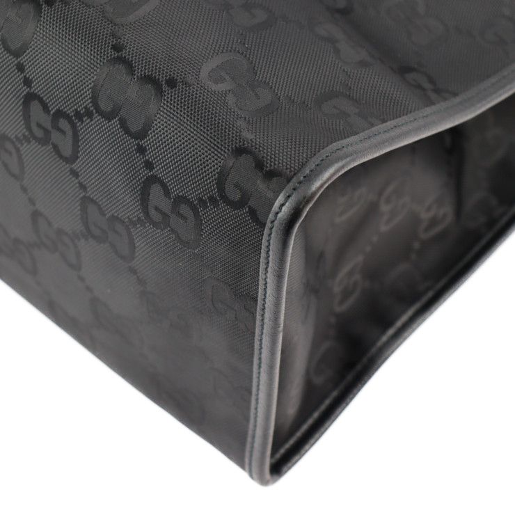 Gucci Off The Grid Tote Bag Nylon Leather Black GG — view 5