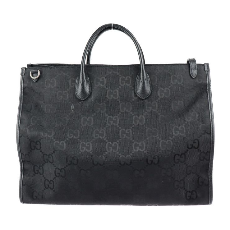 Gucci Off The Grid Tote Bag Nylon Leather Black GG — view 3