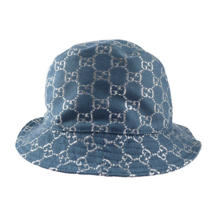 Gucci GG Lame Bucket Hat 71% Wool 17% Nylon 12% Metal Fiber Blue Silver — view 3