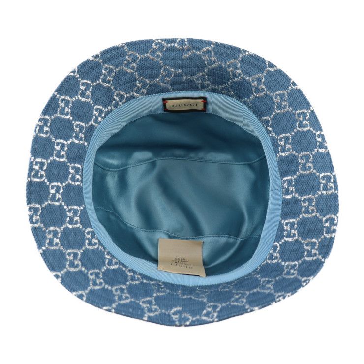 Gucci GG Lame Bucket Hat 71% Wool 17% Nylon 12% Metal Fiber Blue Silver — view 5