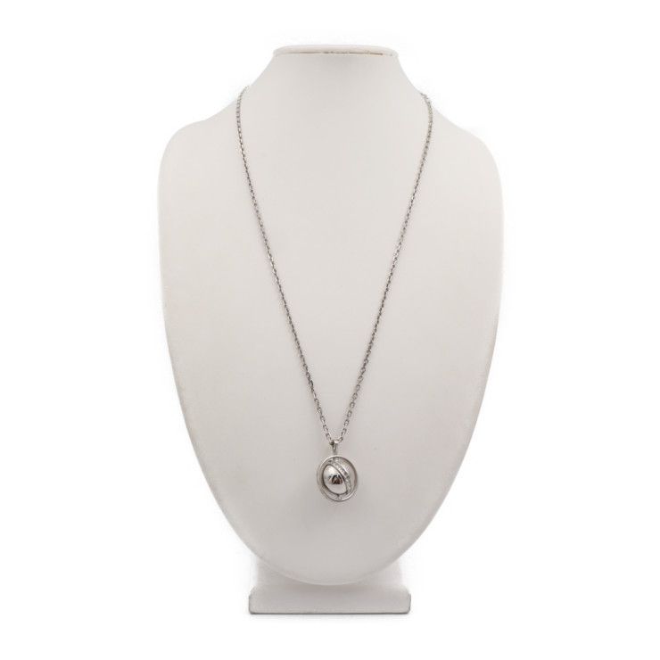 Louis Vuitton Pendant Globe Necklace Metal Silver Rhinestone — view 7