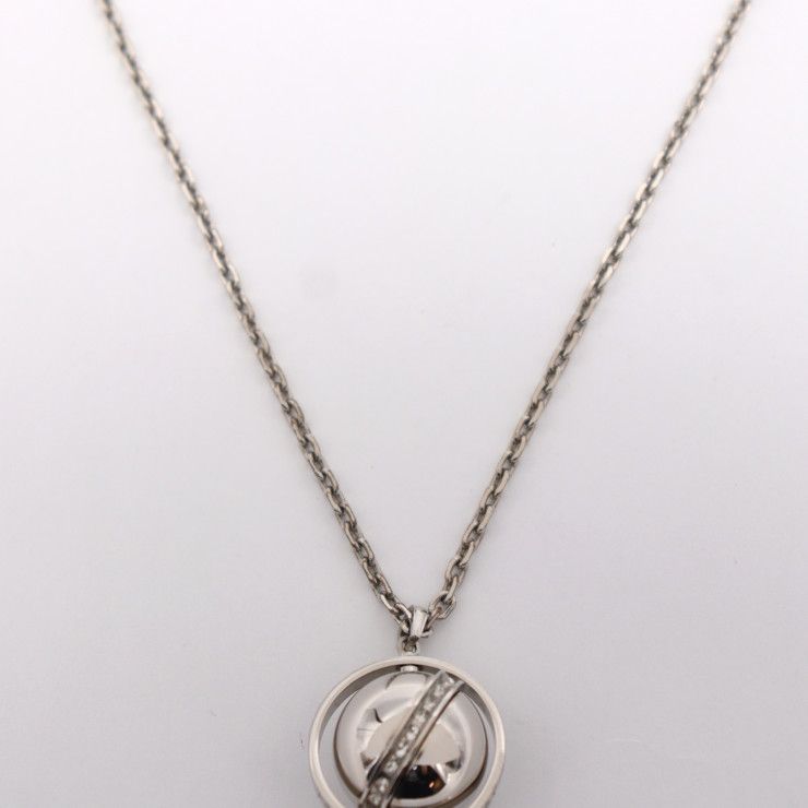 Louis Vuitton Pendant Globe Necklace Metal Silver Rhinestone — view 3