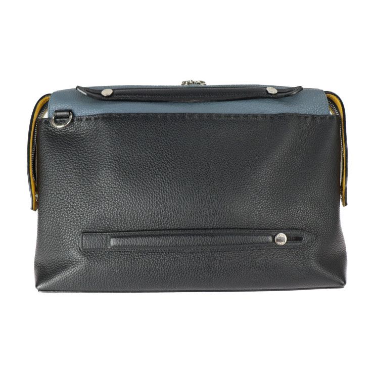 Fendi By-the-way Business Bag 7 Va458 Leather Black Blue Yellow Silver Hardware — view 3