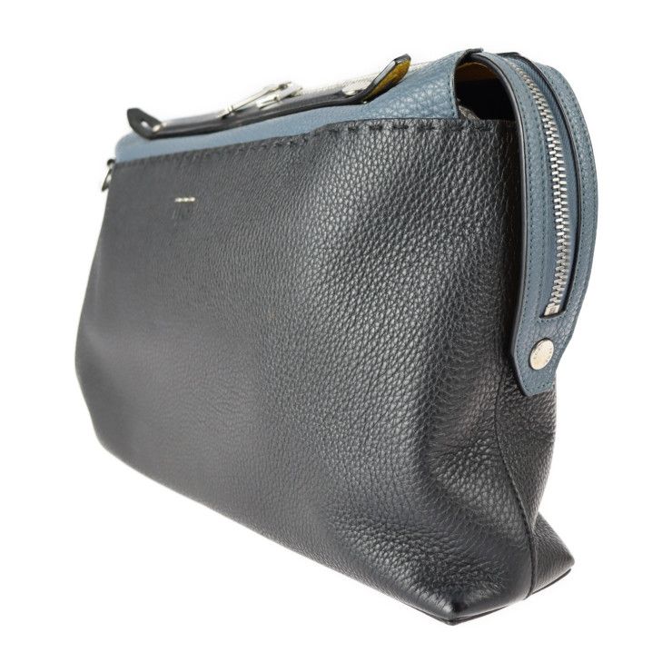 Fendi By-the-way Business Bag 7 Va458 Leather Black Blue Yellow Silver Hardware — view 2